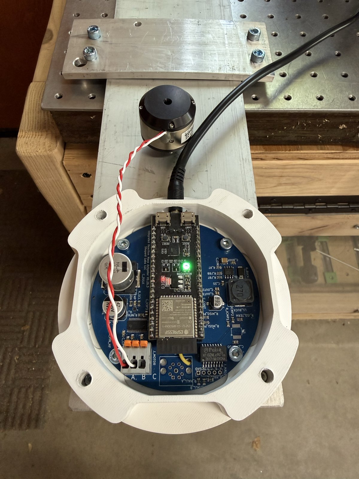 The integrated vibration controller in its enclosure on a vibration test bench.